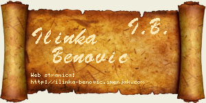 Ilinka Benović vizit kartica